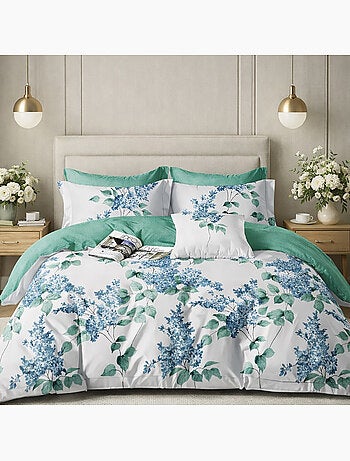 Parure housse de couette en percale de coton 240x220 cm imprimé - Palyne
