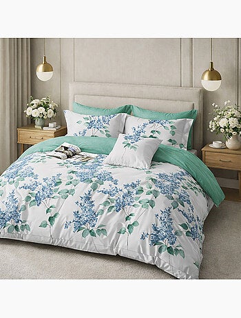 Parure housse de couette en percale de coton 240x220 cm imprimé - Palyne