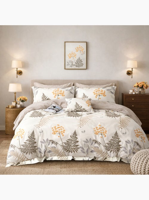 Parure housse de couette en percale de coton 240x220 cm imprimé botanique - Tila - Kiabi