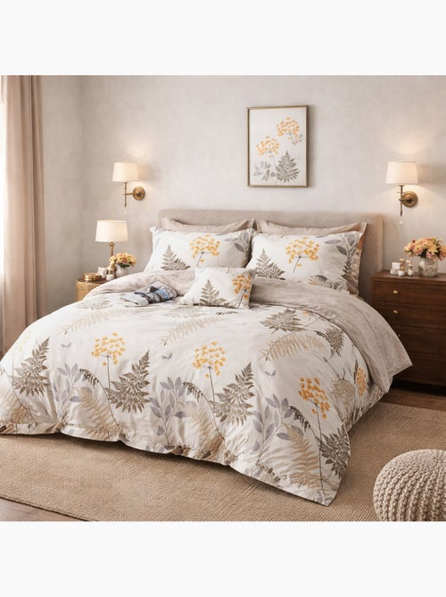 Parure housse de couette en percale de coton 240x220 cm imprimé botanique - Tila - Kiabi