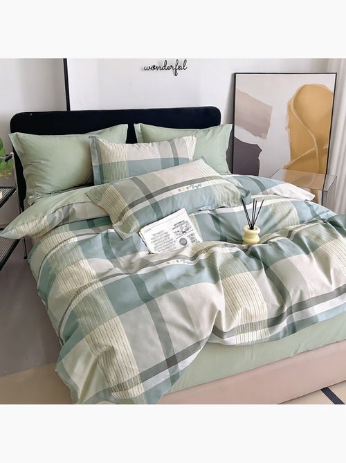 Parure housse de couette en percale de coton 240x220 cm imprimé carreaux - Althé - Kiabi Parure housse de couette en percale de coton 240x220 cm imprimé carreaux - Althé - Kiabi