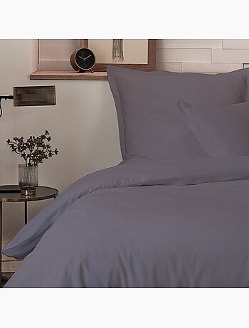 Parure housse de couette en percale de coton uni - Mura