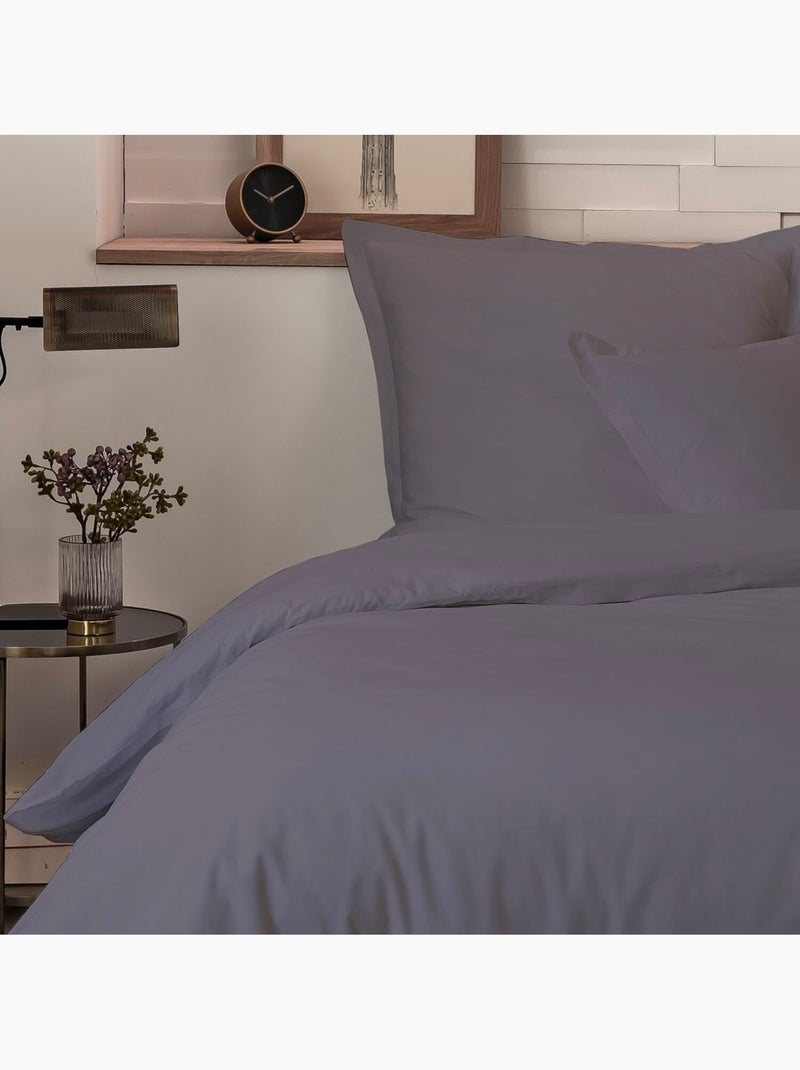 Parure housse de couette en percale de coton uni - Mura Gris - Kiabi