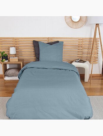 Parure housse de couette en percale de coton uni, MURA