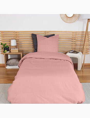 Parure housse de couette en percale de coton uni, MURA