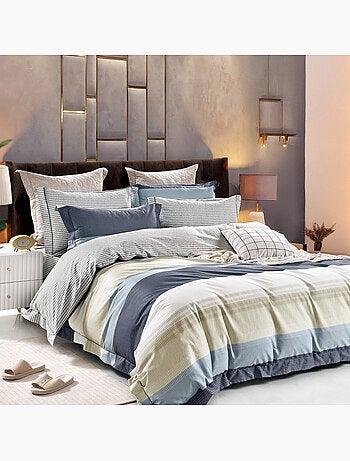 Parure housse de couette en polycoton imprimée - Lysandre