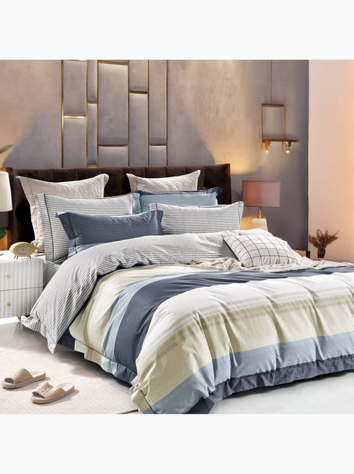 Parure housse de couette en polycoton imprimée - Lysandre - Kiabi