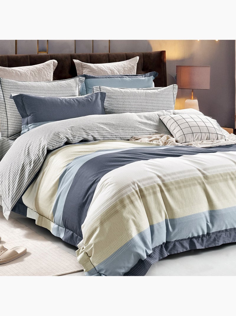 Parure housse de couette en polycoton imprimée - Lysandre Multicolore - Kiabi