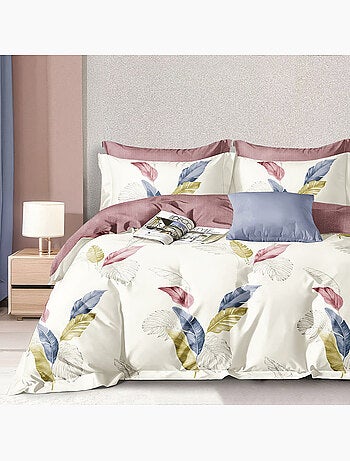 Parure housse de couette en polycoton imprimée - Plumalys