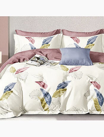 Parure housse de couette en polycoton imprimée - Plumalys
