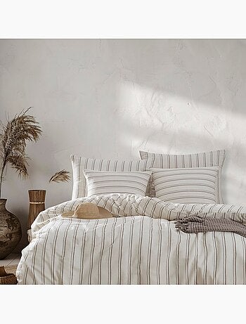 Parure housse de couette en polycoton rayé - Hamilton