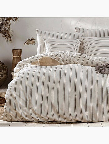 Parure housse de couette en polycoton rayé - Hamilton