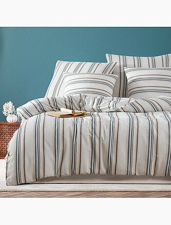Parure housse de couette en polycoton rayures - Nairobi