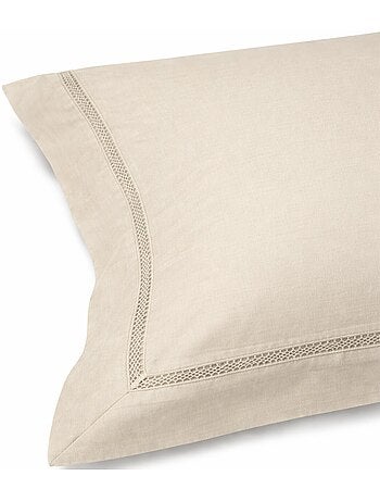 Parure housse de couette en satin coton brodé uni - Brojad
