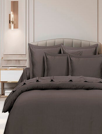 Parure housse de couette en satin de coton anthracite