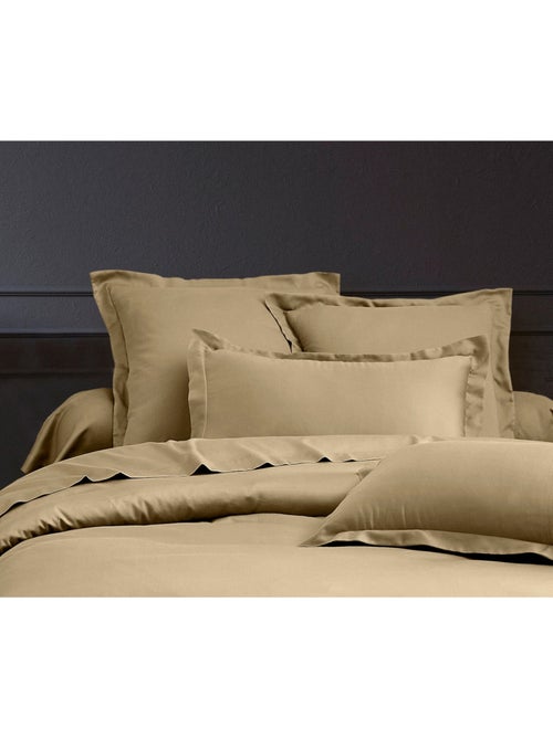 Parure housse de couette en satin de coton beige - Kiabi Parure housse de couette en satin de coton beige - Kiabi