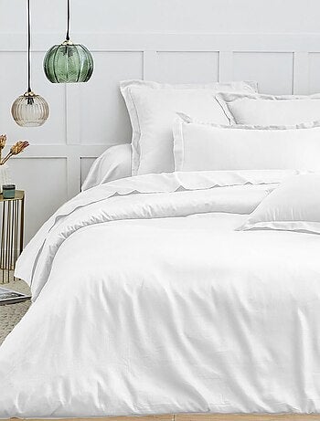 Parure housse de couette en satin de coton bleu