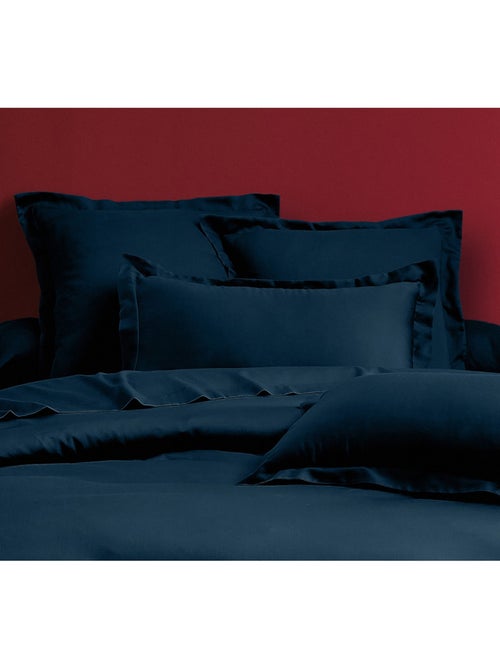 Parure housse de couette en satin de coton bleu - Kiabi Parure housse de couette en satin de coton bleu - Kiabi