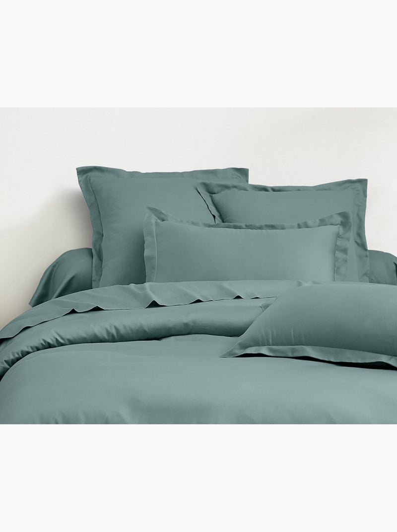 Parure housse de couette  en satin de coton céladon Vert d'eau - Kiabi