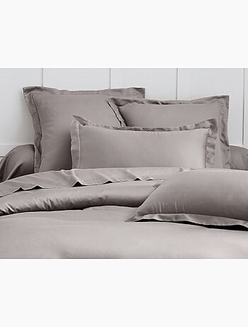 Parure housse de couette en satin de coton beige