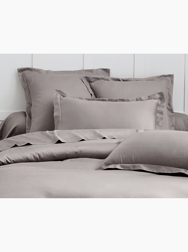 Parure housse de couette  en satin de coton gris Gris - Kiabi