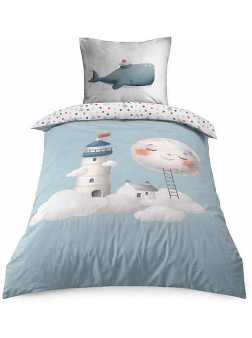 Parure housse de couette enfant Moby bleu - Kiabi Parure housse de couette enfant Moby bleu - Kiabi