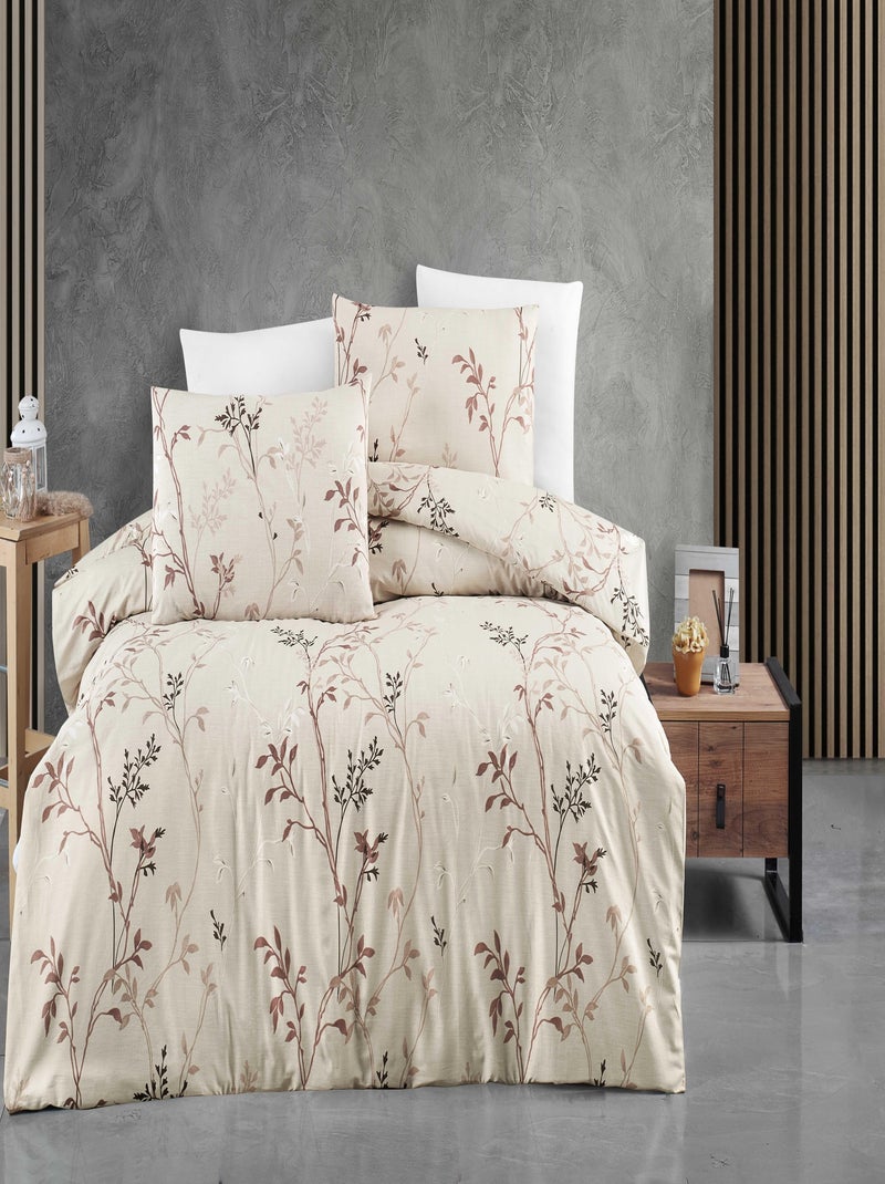 Parure housse de couette et taie d'oreiller Beige - Kiabi