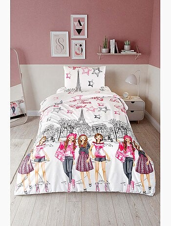 Parure housse de couette et taie d'oreiller coton imprimé