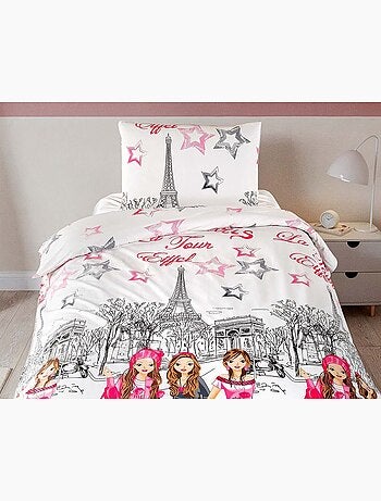 Parure housse de couette et taie d'oreiller coton imprimé