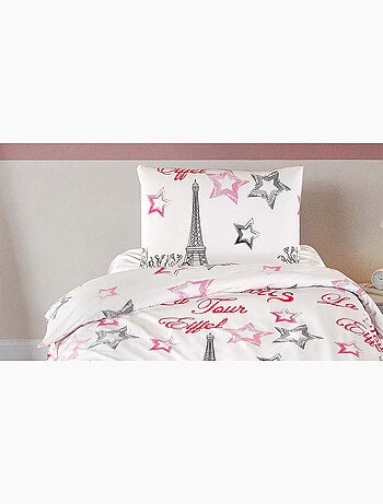 Parure housse de couette et taie d'oreiller coton imprimé