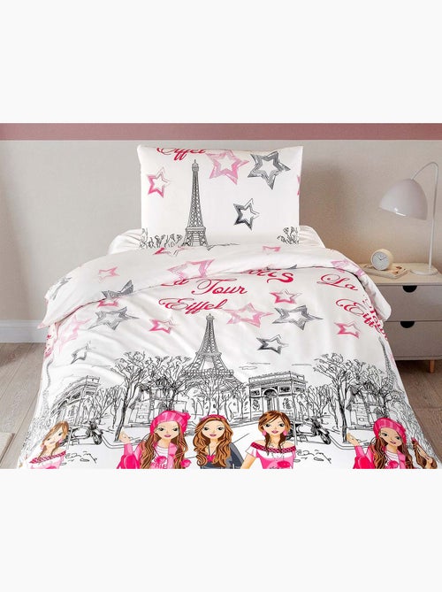 Parure housse de couette et taie d'oreiller coton imprimé - Kiabi Parure housse de couette et taie d'oreiller coton imprimé - Kiabi