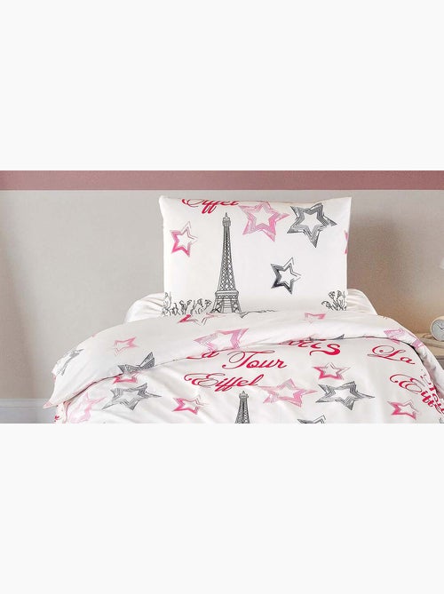 Parure housse de couette et taie d'oreiller coton imprimé - Kiabi Parure housse de couette et taie d'oreiller coton imprimé - Kiabi