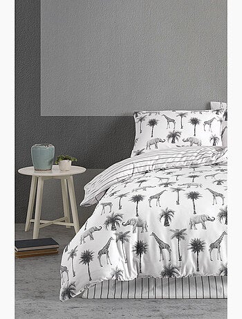 Parure housse de couette 100 % coton jungle