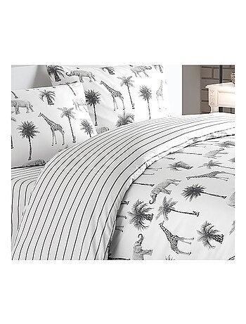 Parure housse de couette 100 % coton jungle