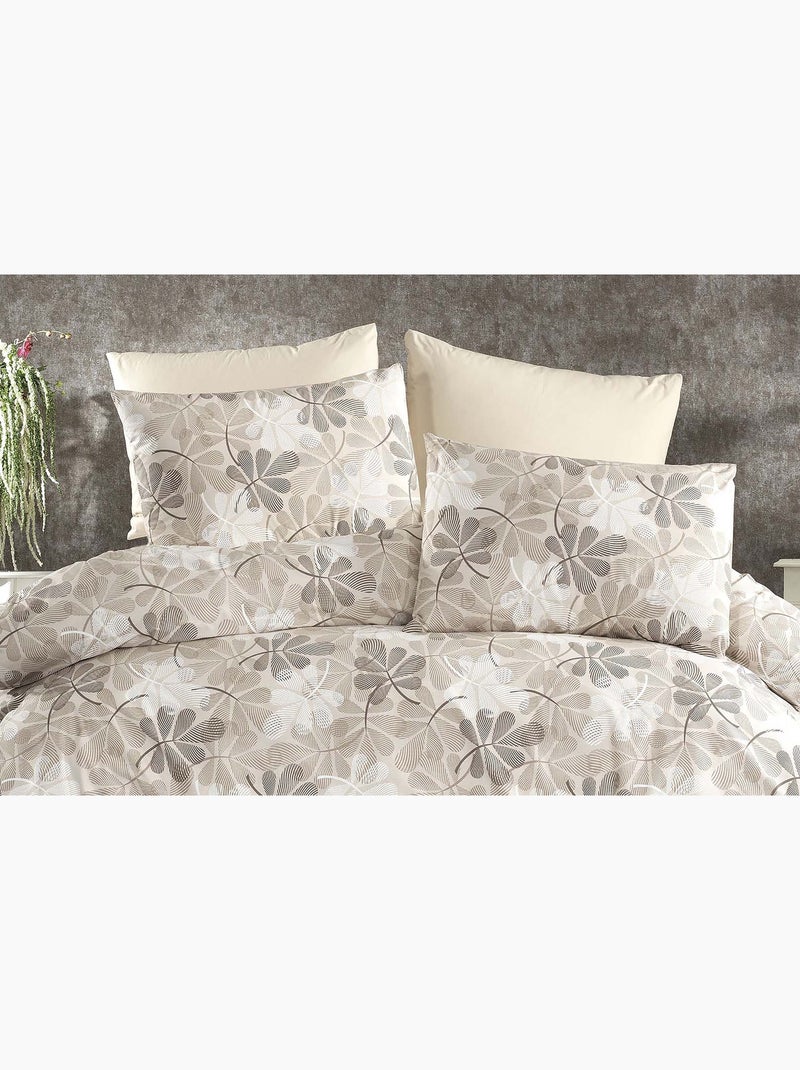 Parure housse de couette et taie(s) d'oreiller coton imprimé Beige - Kiabi