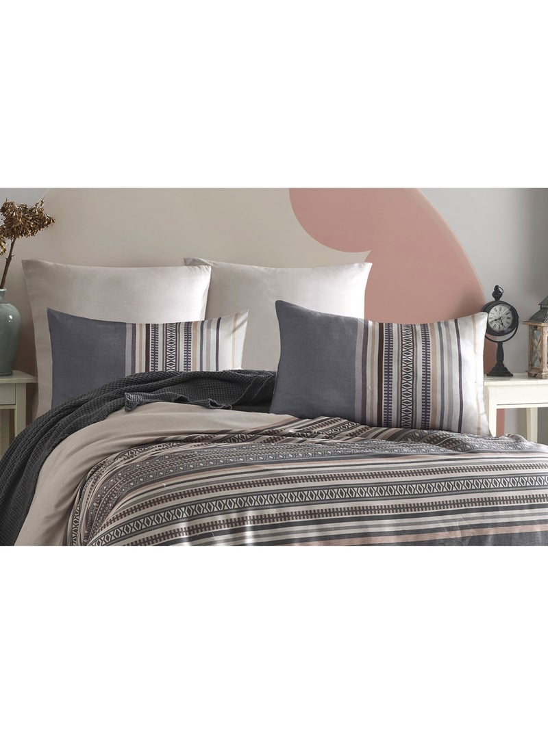 Parure housse de couette et taie(s) d'oreiller coton imprimé Gris - Kiabi