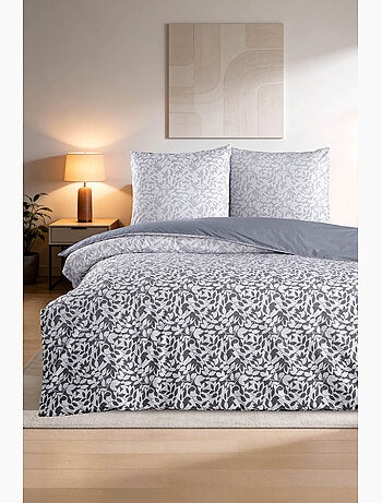 Parure housse de couette et taie(s) d'oreiller coton imprimé