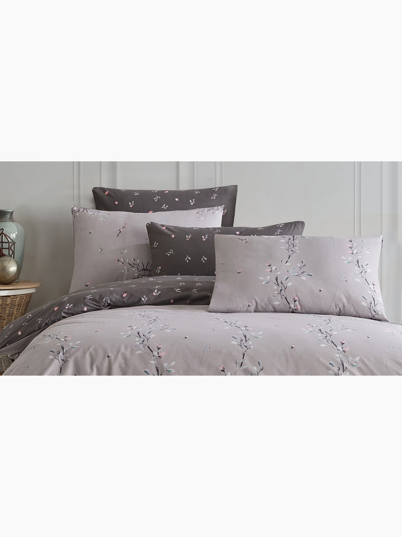 Parure housse de couette et taie(s) d'oreiller coton imprimé Gris - Kiabi