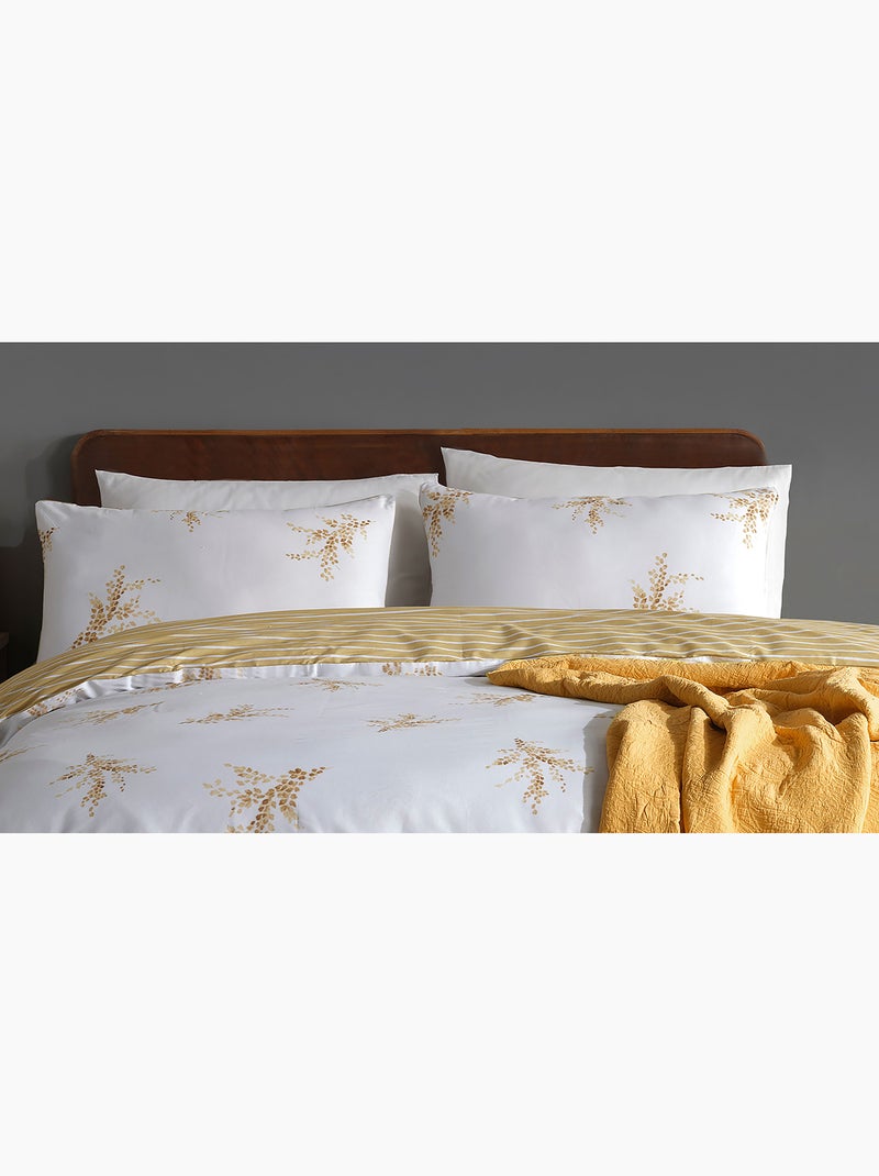 Parure housse de couette et taie(s) d'oreiller coton imprimé Jaune - Kiabi