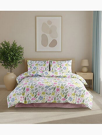 Parure housse de couette et taie(s) d'oreiller coton imprimé