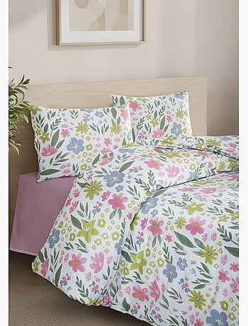 Parure housse de couette et taie(s) d'oreiller coton imprimé