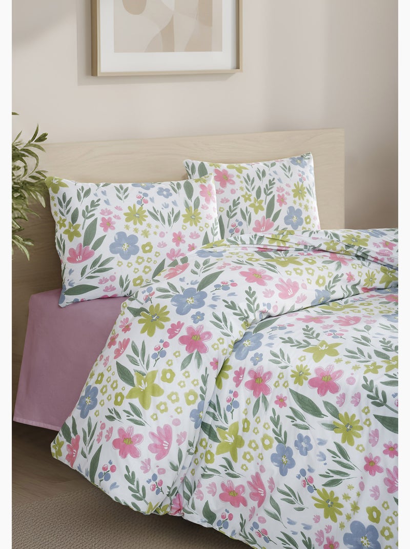 Parure housse de couette et taie(s) d'oreiller coton imprimé Multicolore - Kiabi