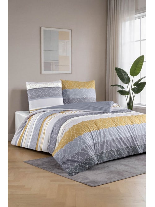 Parure housse de couette et taie(s) d'oreiller coton imprimé - Kiabi