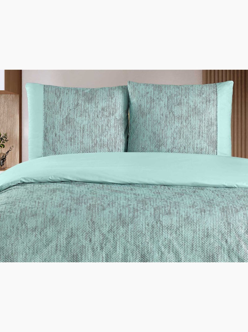 Parure housse de couette et taie(s) d'oreiller coton imprimé Vert - Kiabi