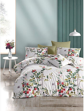 Parure housse de couette et taie(s) d'oreiller coton imprimé