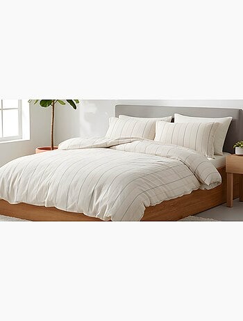 Parure housse de couette et taie(s) d'oreiller coton lavé tisse-teint