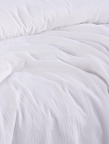 Parure housse de couette et taies d'oreiller gaze de coton blanc