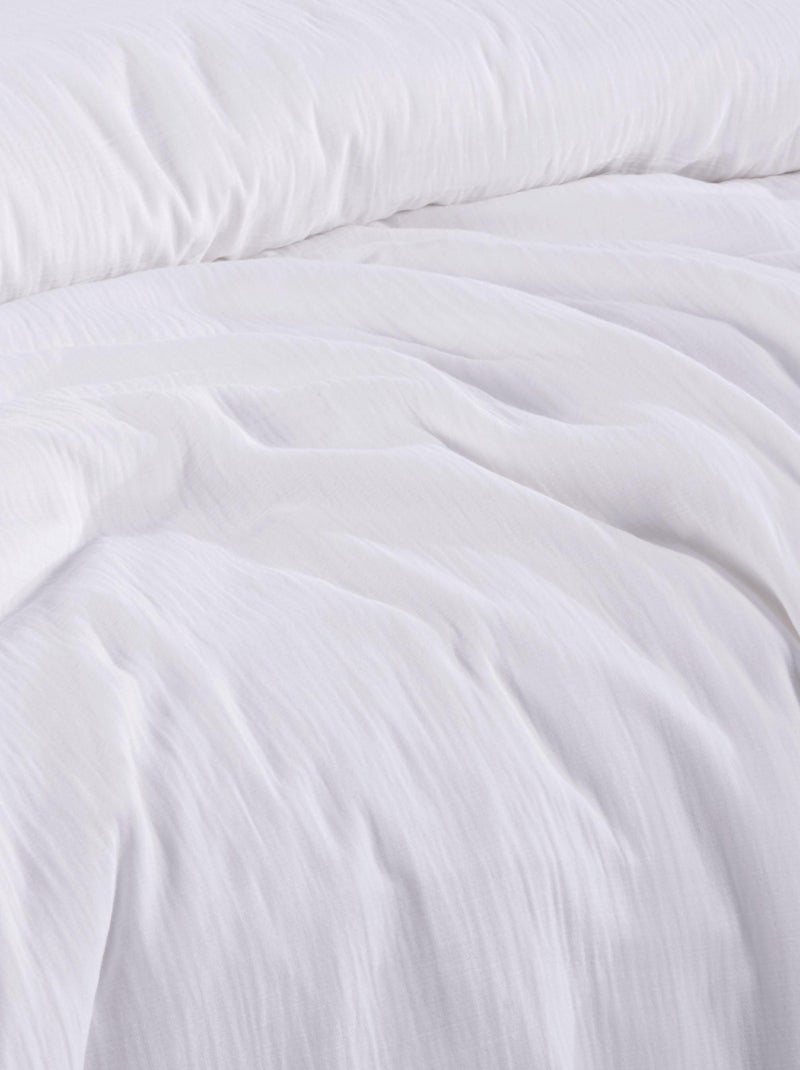 Parure housse de couette et taies d'oreiller gaze de coton blanc Blanc - Kiabi