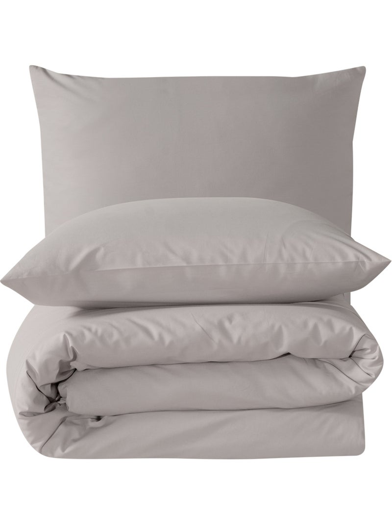 Parure housse de couette et taie(s) oreiller 100% Coton Beige - Kiabi