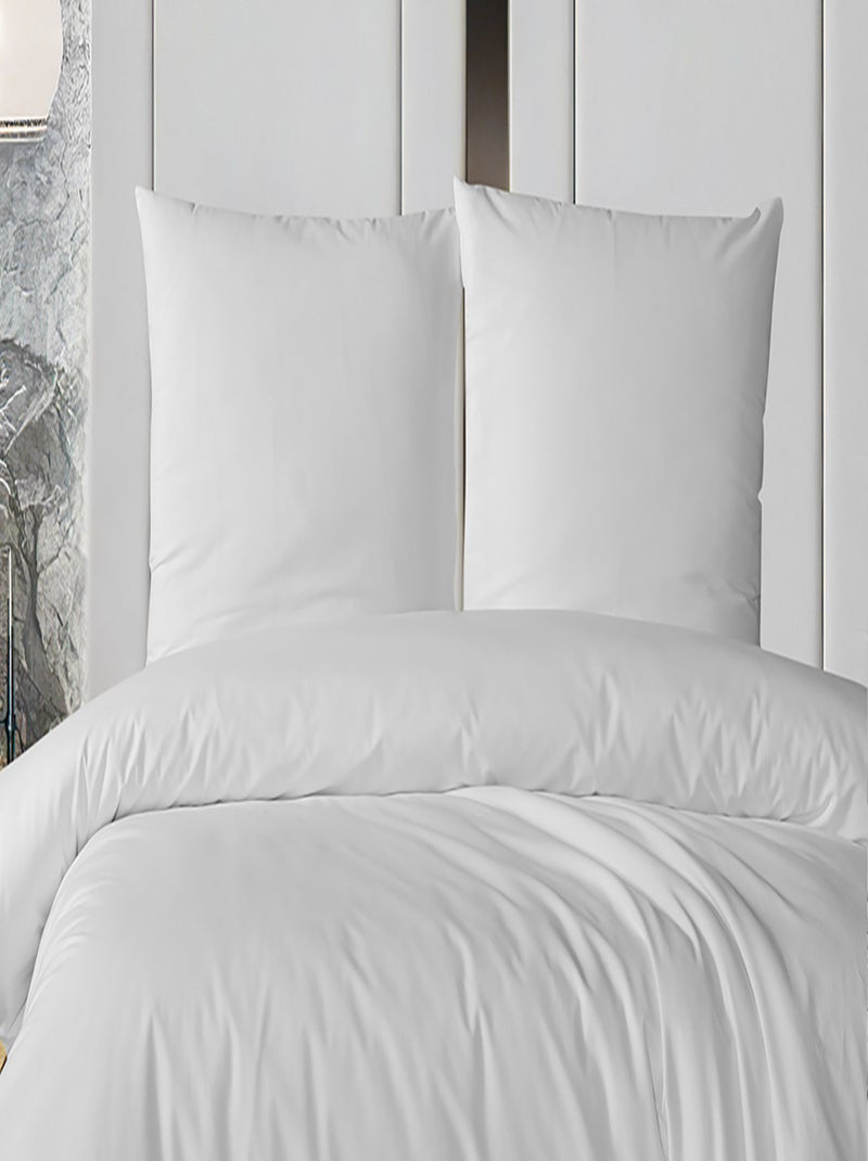 Parure housse de couette et taie(s) oreiller 100% Coton Blanc - Kiabi